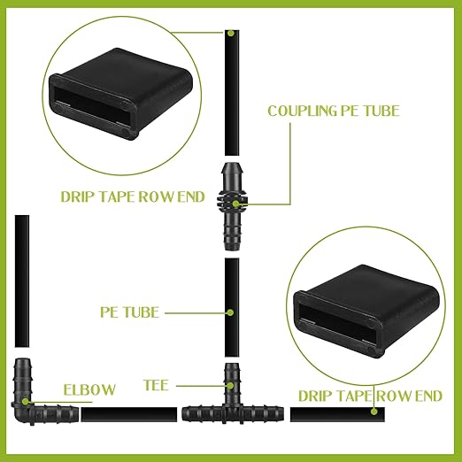 25 Pieces Folding Drip Tape Row End System and Garden Landscaping Irrigation Fits for 5/8'' No Dripping Water Irrigation Kit