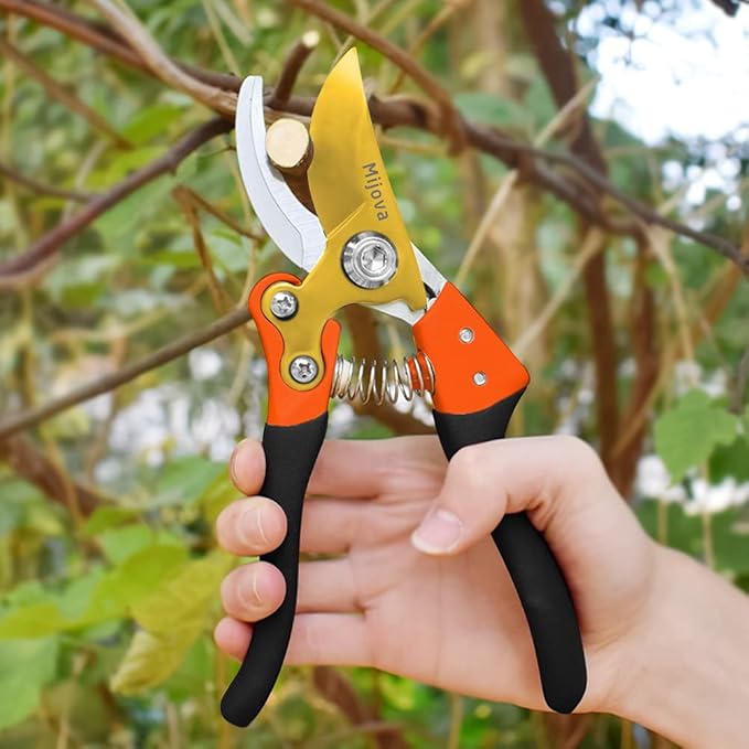 Garden Pruners, Heavy Duty Garden Clippers,Pruning Shears with Adjustable Thumb Lock,Hand Gardening Tools Pruners,Stainless Steel Sharp Gardening Scissors (MJ003)