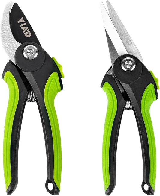 Garden Pruning Shears 2 Pack, 8" Bypass Pruning Shears and 8" Straight Garden Scissors Set, Garden Clippers Handheld, Gardening Tools for Cutting Flowers, Trimming Plants, Picking Fruits
