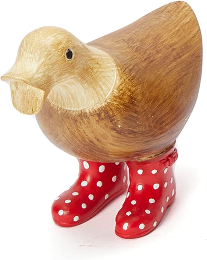 GUTE Duck Yard Decorations Yard Art Garden Puddle Ducks with Spotted Wellies Boots - Single - Garden Decor Statues, Duck Figurine Statue - Waterproof Indoor & Outdoor Lawn Gnome Ornament (Small Duck)