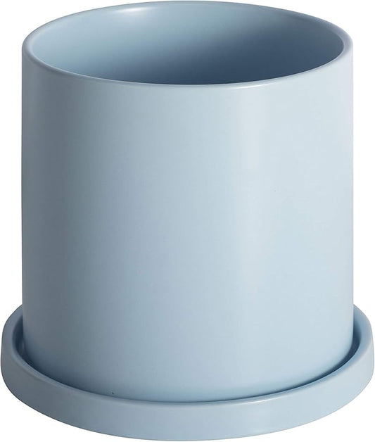 Planters for Indoor Plants Ceramic Flower Succulent Plant Pots with Drain Hole Saucer Decor for Home Office (6 inch Blue)