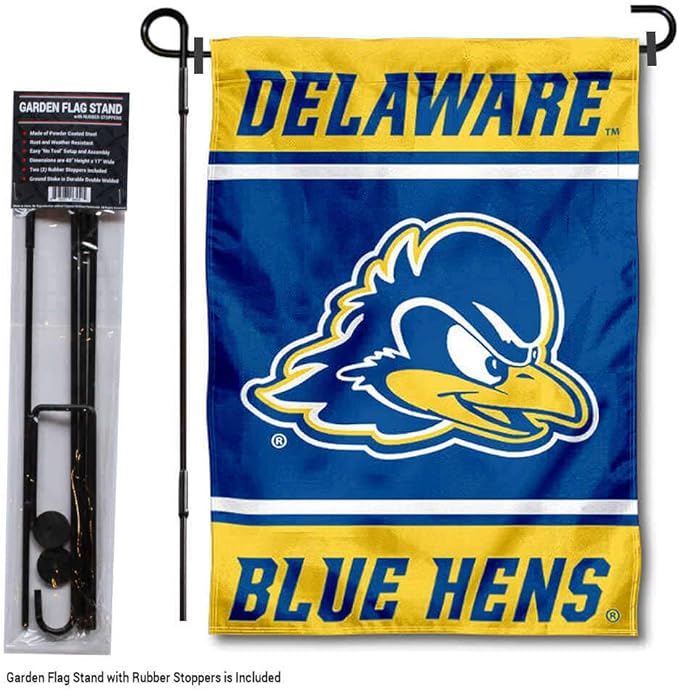 College Flags & Banners Co. Delaware Blue Hens Garden Flag with Stand Holder
