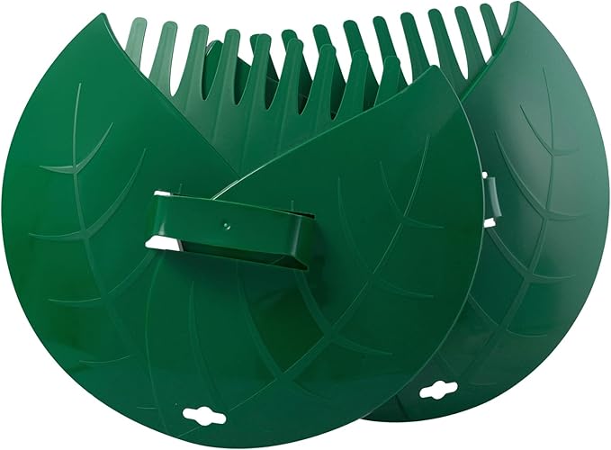 Eastrans 1set Leaf Scoops and Hand Rakes,Leaf Claws for Picking up Leaves,Grass Clippings and Lawn Debris,Dark Green,2pcs