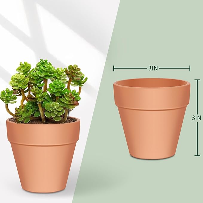 3 inch Terracotta Clay Pots, 26 Pack Clay Flower Pots with Drainage, Flower Garden Clay Pots, Terracotta Pots for Indoor Outdoor Plant, Crafts, Wedding Favor