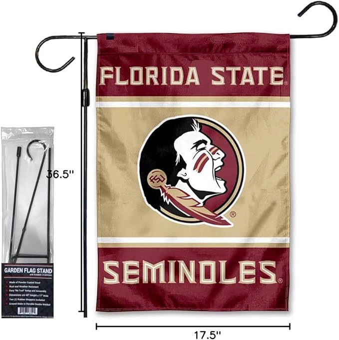 Florida State Seminoles Garden Banner Flag with Flag Pole Stand Set