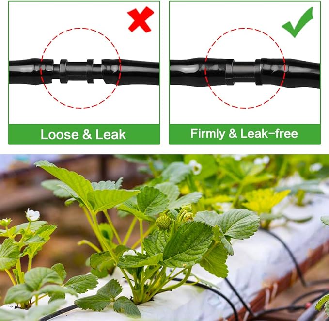Drip Irrigation Fittings Kit for 1/4" Tubing, 130 Pieces Drip Line Connectors for Drip Systems - 60 Couplings, 40 Tees, 20 Elbows, 10 End Plugs - Drip Irrigation Parts for 1/4 Inch Drip Hose