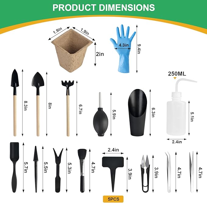 26PCS Succulent Tools Set, Indoor Gardening Tools Kit Includes 39" Plant Repotting Mat & 19 Pcs Mini Succulent Hand Tools & 96 Cells Seed Starter Trays for Indoor Plant Care Gifts