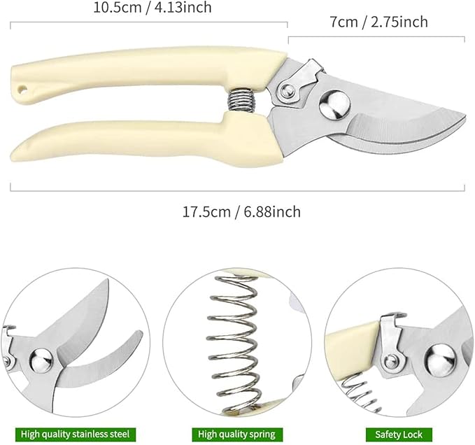Premium garden shears, meperez pruning scissors gardening tools, pruners for flower, bushes, rose and fruit tree, use for florist, yard and orchard the plant clippers, sharp steel anvil snips