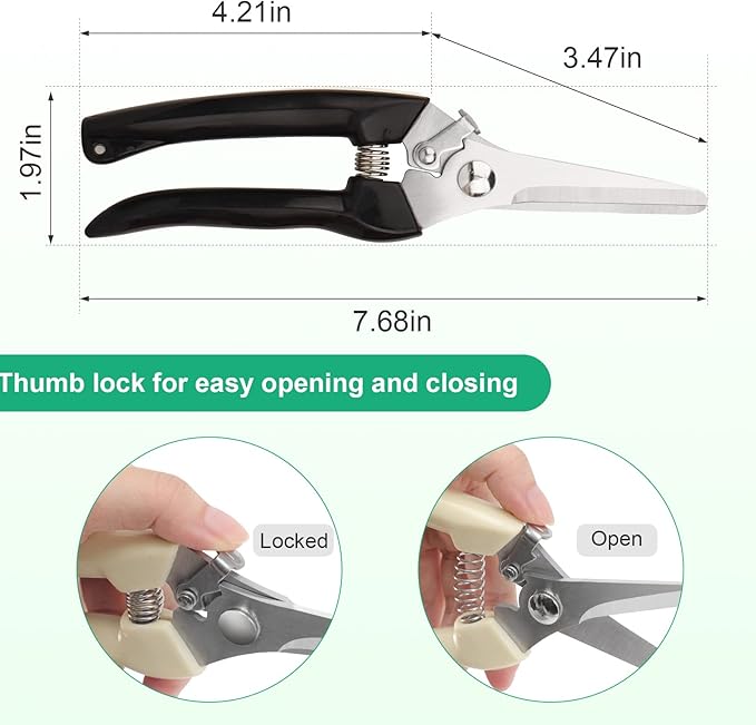 Premium garden shears, meperez pruning scissors gardening tools, pruners for flower, bushes, rose and fruit tree, use for florist, yard and orchard the plant clippers, sharp steel anvil snips