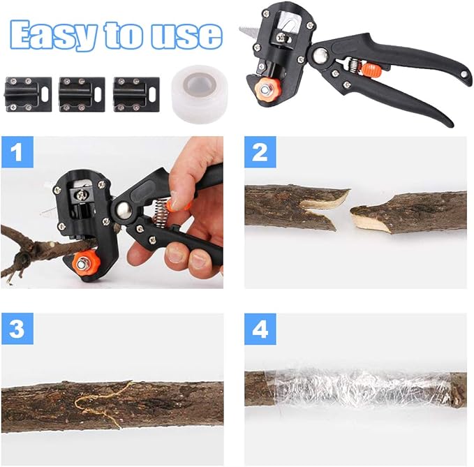 Glarks Professional Garden Fruit Tree Plant Pruning Shears Grafting Cutting Tool Kit with Grafting Tape Rubber Bands
