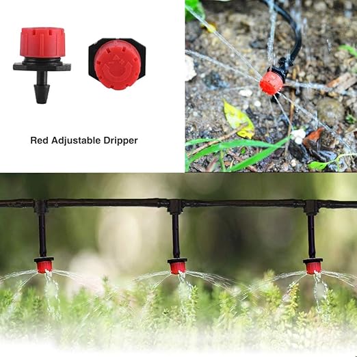 50FT Drip Irrigation System Kit - Garden Watering System with 1/4" Drip Irrigation Tubing Parts - Automatic Irrigation Sprinkler Equipment for Outdoor Plants, Garden, Greenhouse, Flower Bed, Lawn