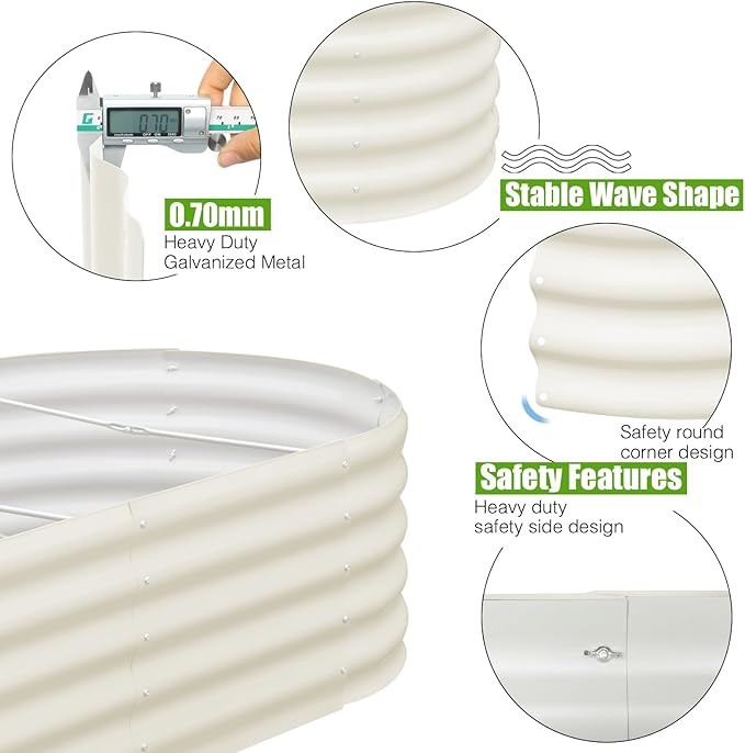 SnugNiture Galvanized Raised Garden Bed, 8x4x1.5ft Oval Metal Planter Box for Planting Outdoor Plants Vegetables