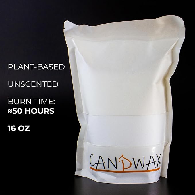 CANDWAX Pearled Candle Wax Sand 16 Oz (450g) - Gift Candle Powder - Plant-Based Smokeless Dripless Candle Unscented - Refillable Candle Pearls with 30 Wicks and a Reusable Glass Container