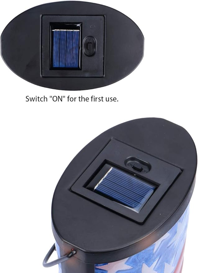 Hanging Solar Lantern Outdoor Decorative Waterproof LED Solar American Flag Lights Tabletop Lamp for Outdoor Patio Garden
