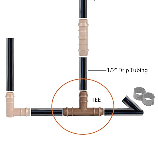 Drip Irrigation Tee Fittings For 1/2" Drip Tubing, OD 17mm Barbed Connectors, Drip Line Tee Parts For Garden Irrigation Sprinkler System-20Pcs/pack