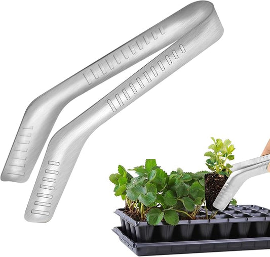 1PCS Seedling Transplant Tongs Stainless Steel Seedling Starters Remove Tongs Seedling Transplanting Tool Seedling Easy Transplanter with Anti-Slip Grasp Tips to Reduce Damage to Roots