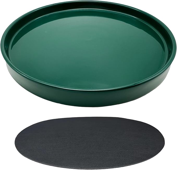Ceramic Plant Saucer Pot Tray 12 Inch, Planter Saucers 4 5 6 7 8 9 10 11 12 13 Inch for Indoors Outdoor, Durable Sturdy Flower Drainage drip Water Tray for Glazed Pots Base (12.7 Inch-Green)
