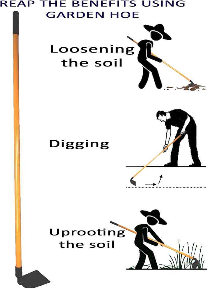 Ashman Garden Hoe (1 Pack)– Sturdy Hand Tiller – Heavy Duty Blade for Digging, Loosening Soil, and Weeding – Rubber Grip Handle for a Strong Hold – Rust Resistant Build.