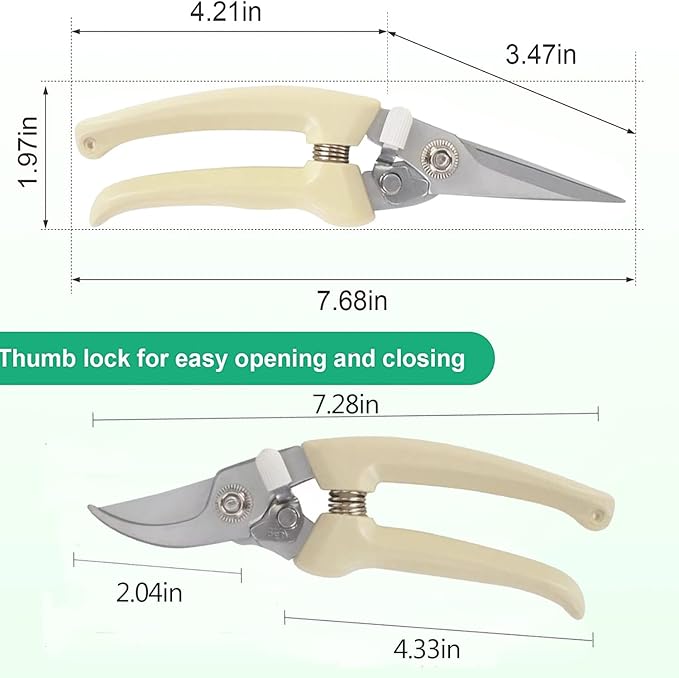 Pruners, pruning shears heavy duty, premium garden scissors for hedge, bonsai, floral, small stem, orchard and vegetable pick, upgraded, gardening tools anvil snips, plant clippers 2 pack