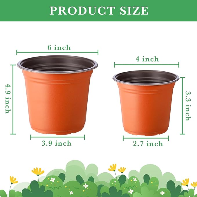 Hushee 1500 Pcs 4 Inch Plastic Plants Nursery Pots Bulk Seed Starting Pots with Drainage Holes Plastic Planters Planting Pots Indoor Outdoor for Flower Transplanting Supplies (Classic)