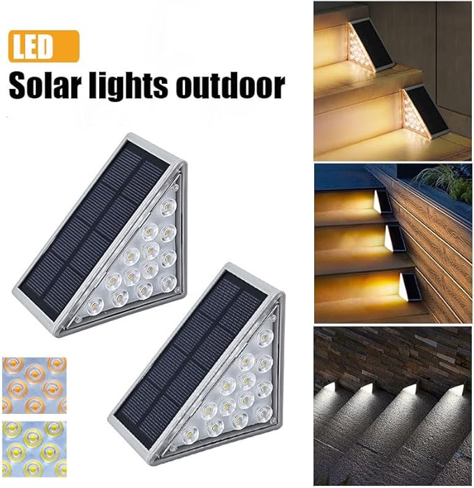 Solar Stair Lights Outdoor, 6 Pack Outdoor Solar Lights Waterproof IP67, Solar Step Lights for Outside, Patio, Decor, Yard, Garden, Front Door, Porch (Warm White)
