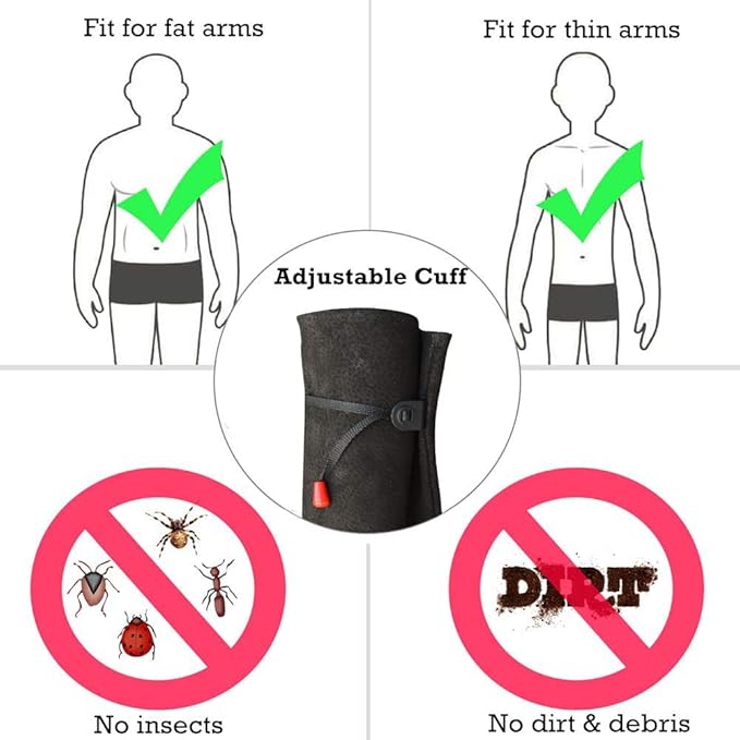 Gardening Gloves, Professional Puncture Proof Gloves for Rose Pruning & Cactus Trimming, Long Leather Garden Gloves Gifts for Women & Men- Full Grain Pigskin (Thorn Proof) (Large, Black)