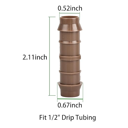Drip Irrigation Fittings Barbed Coupling Connectors For 1/2" Drip Tubing, Drip Fittings Straights Parts, OD 17mm Barbed For Garden Irrigation System-20Pcs/pack