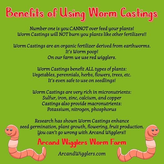 Worm Castings, Organic Plant Food, Soil Ammendment, Natural Plant Fertilizer and Soil Enhancer and Aeration, Houseplants, Vegetables, Seedlings and More