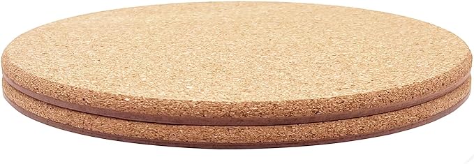 Cork Plant Coasters, Double Layers Hard Thick Cork Planter Coaster, 12 Inch Absorbent Cork Plant Mats, Cork Trivets for Hot Dishes, Cork Plant Coasters for House Plants, 2 Pcs