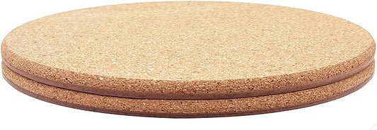 Cork Plant Coasters, Double Layers Hard Thick Cork Planter Coaster, 12 Inch Absorbent Cork Plant Mats, Cork Trivets for Hot Dishes, Cork Plant Coasters for House Plants, 2 Pcs