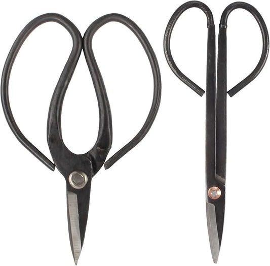 BambooMN Bonsai Basics Set - 7.2" Trimming Shears & 7" Heavy Duty Butterfly Shear - 1 Set