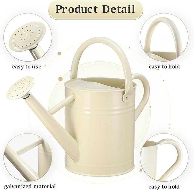 Watering Can for Outdoor Plants and Indoor Plants,1 Gallon Metal Watering Can for Garden Flower,Galvanized Steel Metal Water Can Watering Pot with Sprinkler Head