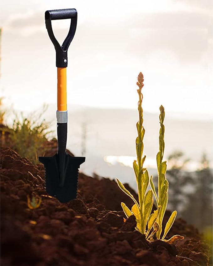 Ashman Short Handle Drain Spade Teeth Shovel (2 Pack), Sharp Shooter Shovel, Trenching Spade, Drainage Spade - Perfect Razor Blade Trenching Shovel D-Grip for Digging and Trenching and Transplanting.