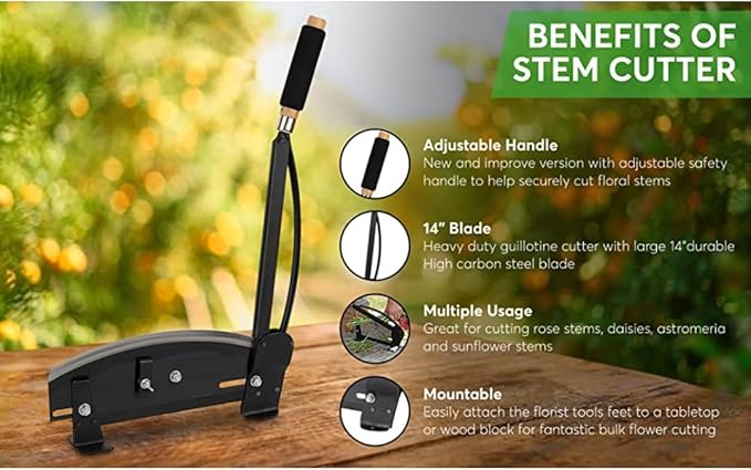 14-Inch Stainless Steel Flower Stem Cutter - Heavy Duty Bunch Cutter with Safety Lock - Perfect for Florists & Gardeners