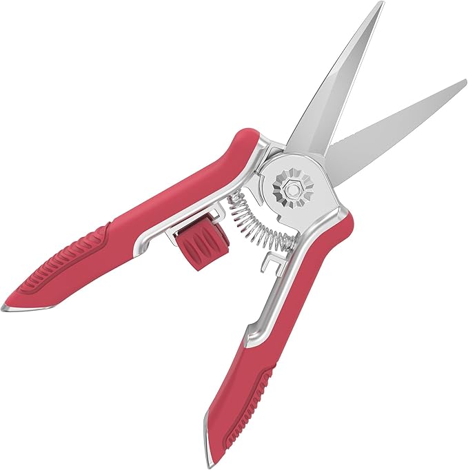 FLORA GUARD 6.5 Inch Micro-Tip Pruning snip Gardening Hand Pruning Shears Trimming Scissors with Stainless Steel(Red)