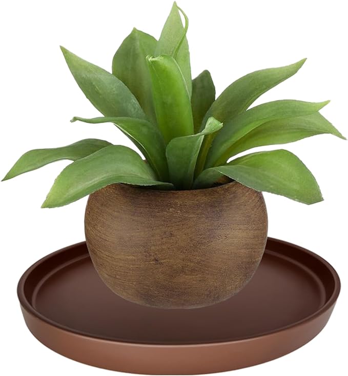 2 Pack Ceramic Plant Saucer Pot Tray 6 Inch, Planter Saucers 4 5 6 7 8 9 10 11 12 13 Inch for Indoors Outdoor, Durable Sturdy Flower Drainage drip Water Tray for Glazed Pots Base (6.4 Inch-Brown)