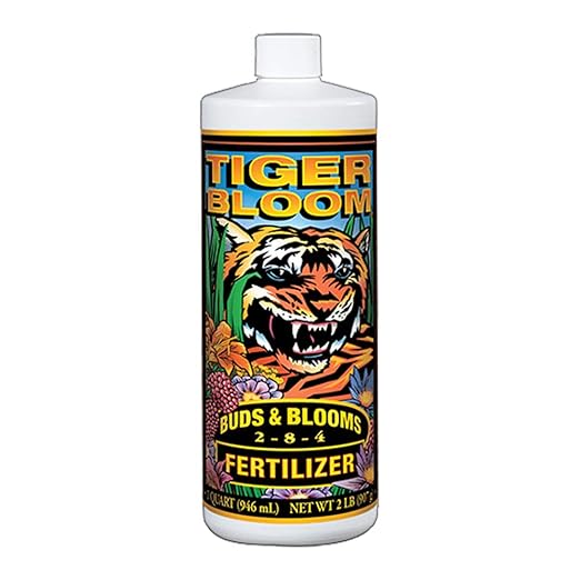 Tiger Bloom Liquid Fertilizer - 1 Quart Bottle (1 Pack) + Twin Canaries Chart