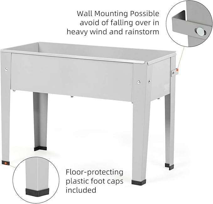 Metal Raised Garden Bed,Raised Planter Box with Legs,Herbs and Vegetables Planter Suitable for Outdoor Patio Deck and Porch (Mini Gray)