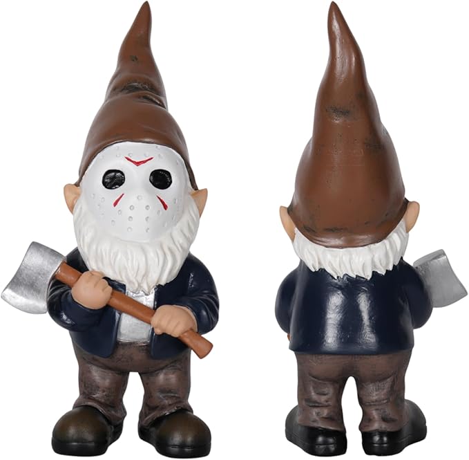 Garden Gnomes Table Decor Horror Decor Gnome Statue Holding Axe for Table Decoration Brown