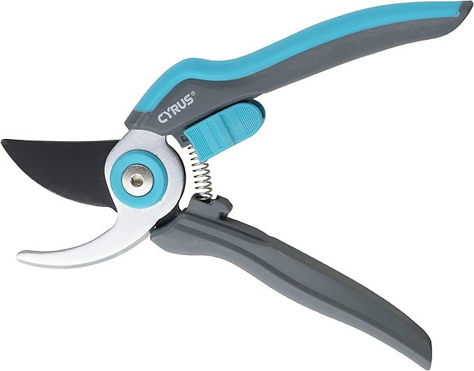 Pruning Shears for Gardening, 8” Stainless Steel Gardening Hand Pruner, Bypass Pruning Shears Steel Blades with Non-stick Coating Adjustable Up to 3/4" Cut Reinforced Plastic Handles
