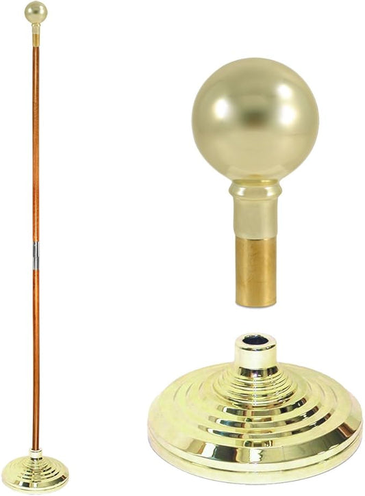 Super Tough Indoor Flag Pole kit 7ft - Parade Ball - Gold Texture Base - Aluminum Flagpole with Brass Finish - Heavy Duty Inside House Flagstaff - Interior Shaft and Stand - No Ensign Included