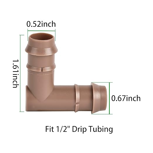 Drip Irrigation Elbow Fittings For 1/2" Drip Tubing, OD 17mm Barbed Connectors, Drip Line 90 Degrees Elbow Parts For Garden Irrigation Sprinkler System-20Pcs/pack