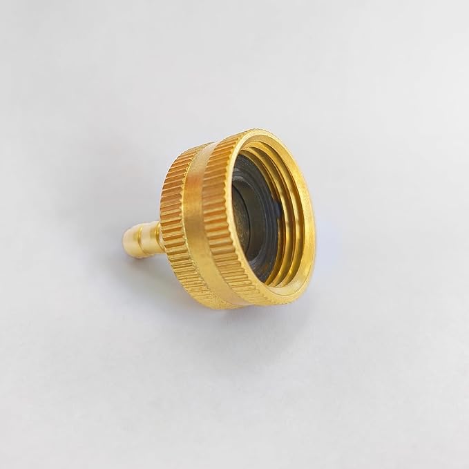 1/4" Barb x 3/4" Female GHT Thread Solid Brass Water Hose End Repair Connector, Includes Stainless Steel Clamps and gaskets（Pack of 4）
