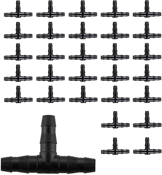 BEADNOVA Drip Irrigation Connectors 30 Pcs 1/4 Inch Barbed Connector Tee Couplings Irrigation Connectors for 1/4 Inch Drip Tubing Water Tubing Gardening Irrigation Supplies (30pcs)