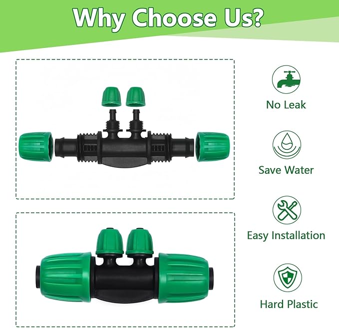 12 Pack 1/2 Inch To 1/4 Inch Drip Irrigation Fittings (1/2" ID x 0.65" OD), Drip Line Irrigation Locked Barbed 1/2" To 1/4" Adapter 1/2 Inch To 1/4 Inch Reducer Tee