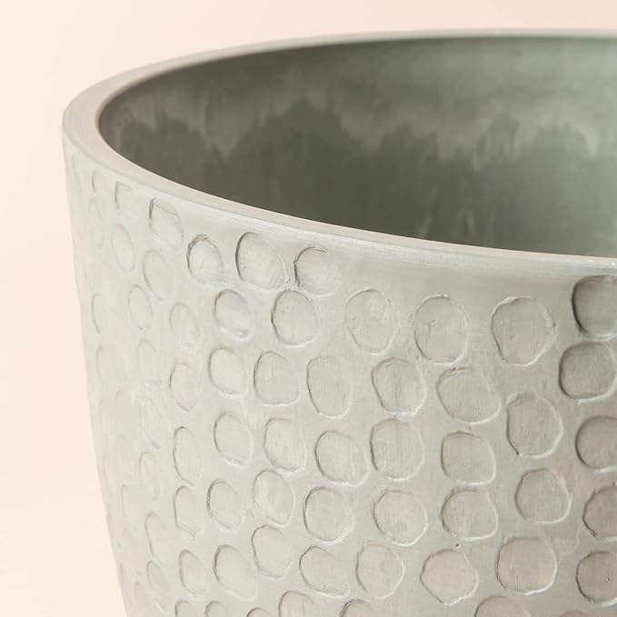 LA Jolie Muse 9.4 inch Planter Pot for Indoor and Outdoor Plants, Modern Chic Planter,Honeycomb Pattern,Storm Gray