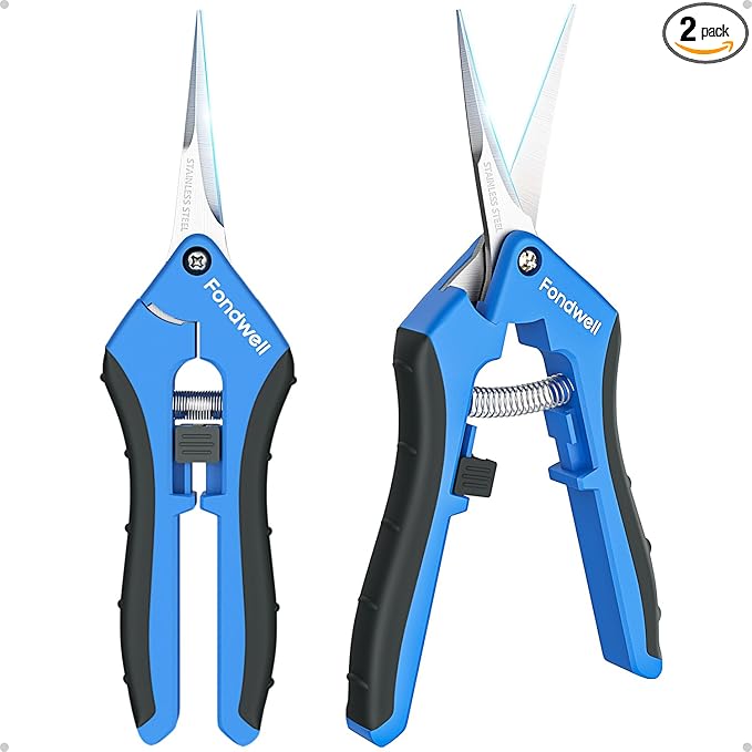 Fondwell 6.5" Pruning Shears Trimming Scissors: Small Garden Snips with Micro Tip - Plant Clippers of High Cutting Efficiency