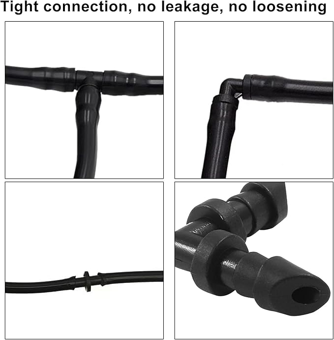 100 Pcs Drip Irrigation Elbow Fittings, Barbed Elbow Connectors Fits Universal 1/4 Inch Drip Tubing,Irrigation Elbow for Drip or Sprinkler System(Black)