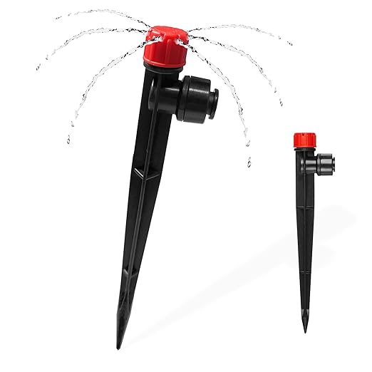 30PCS Push-to-Fit Drip Irrigation Emitters for 1/4 inch Irrigation Tubing, Adjustable 360 Degree Drip Emitter Sprayer with Stake, Irrigation Dripper Sprinklers for Drip Irrigation System