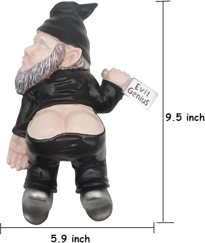 MINICAR 9.5'' Gnomes Statues Outdoor Decor, Large Naughty Sculptures Yard Decorations Patio Lawn Ornament, Funny Christmas Garden Gifts